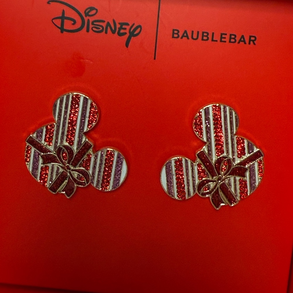 BaubleBar Disney Christmas Mickey bow Earrings
